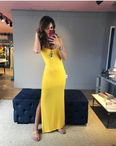 Vestido longo malha canelada