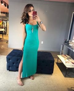 Vestido longo malha canelada - byjt