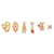 Set x6 aros de cobre chapados en oro - Cute Bears - tienda online