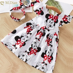 Vestido de menina, estampa de desenho animado da minnie, roupas de verão. - comprar online