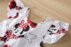 Vestido de menina, estampa de desenho animado da minnie, roupas de verão.