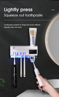 Suporte para escova de dente, carrega através da energia solar, e dispensador de creme dental. - loja online