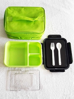 LUNCHERA RECTANGULAR CON BOLSO Y CUBIERTOS - comprar online