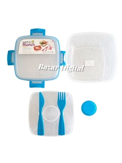 LUNCHERA HERMETICA DIVISORA CUADRADA DOBLE BPA FREE CON CUBIERTOS 1700 ML en internet