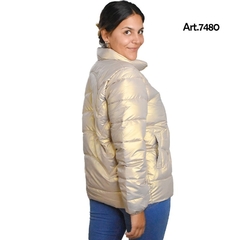 ART 7480 CAMPERA INFLABLE DAMA METALIZADA