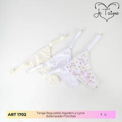 1702- Tanga Regulable Florcitas - PACK X3