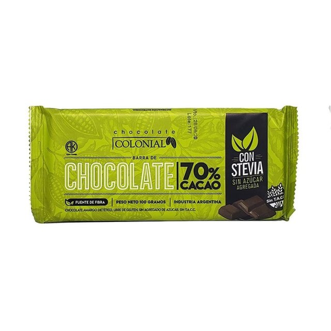 Chocolate 70% con Stevia x 100g - Colonial