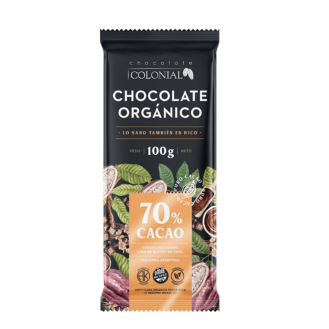 Chocolate Orgánico 70% Cacao x 100g - Colonial