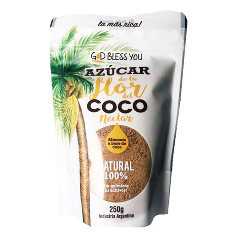 AZUCAR DE COCO DOY PACK x 250gr (Con cierre Zip) - GOD BLESS YOU