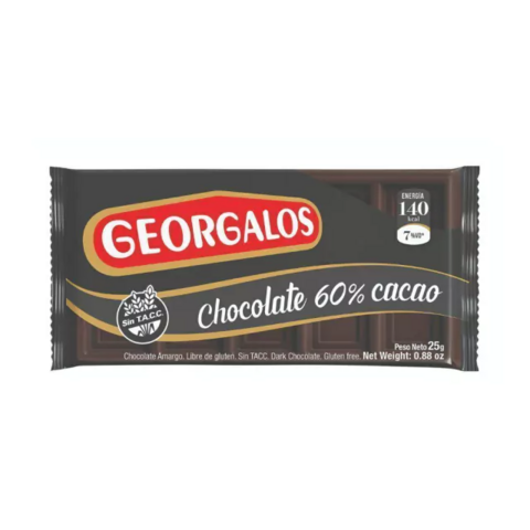 Chocolate 60% Cacao x 25g - Georgalos