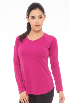 CAMISETA MANGA LONGA RAGLAN - ROSA ESCURO - FEM