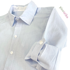 Camisa Social Azul Clara Risca Giz - comprar online