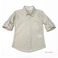 Camisa Social Creme Risca Giz - Pico Trika