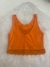 Cropped Com Renda no Decote e Ponta Laranja