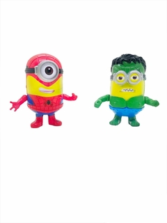 Muñeco Minion Super Heroe Ironman Hulk Spiderman Blister - Premavintage