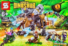 Bloque Encastrable de Jurassic Word: Dinosaurio Rex con Armas