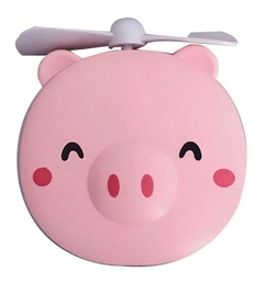 Mini Ventilador Espejo Led Maquillaje Recargable Usb Pig Kawaii