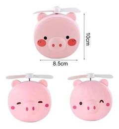 Mini Ventilador Espejo Led Maquillaje Recargable Usb Pig Kawaii - Premavintage