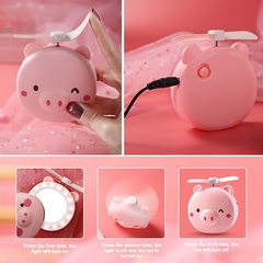 Mini Ventilador Espejo Led Maquillaje Recargable Usb Pig Kawaii - comprar online