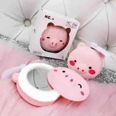 Mini Ventilador Espejo Led Maquillaje Recargable Usb Pig Kawaii en internet