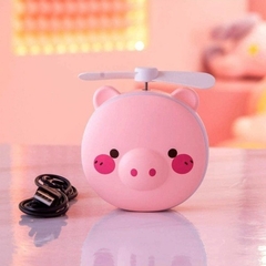 Mini Ventilador Espejo Led Maquillaje Recargable Usb Pig Kawaii en internet