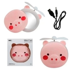 Mini Ventilador Espejo Led Maquillaje Recargable Usb Pig Kawaii - tienda online