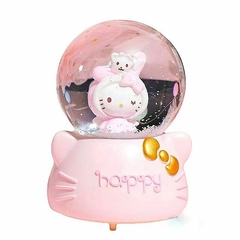 Esfera cristal HELLO KITTY nieve luz y musica 13 cm en internet