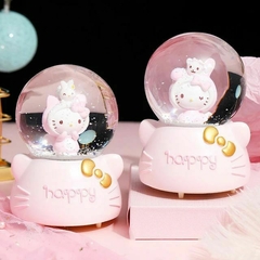 Esfera cristal HELLO KITTY nieve luz y musica 13 cm