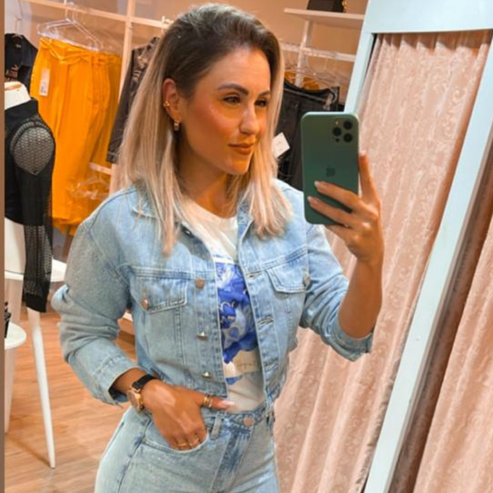 Jaqueta Jeans Claro C Strass Doce Trama 103740