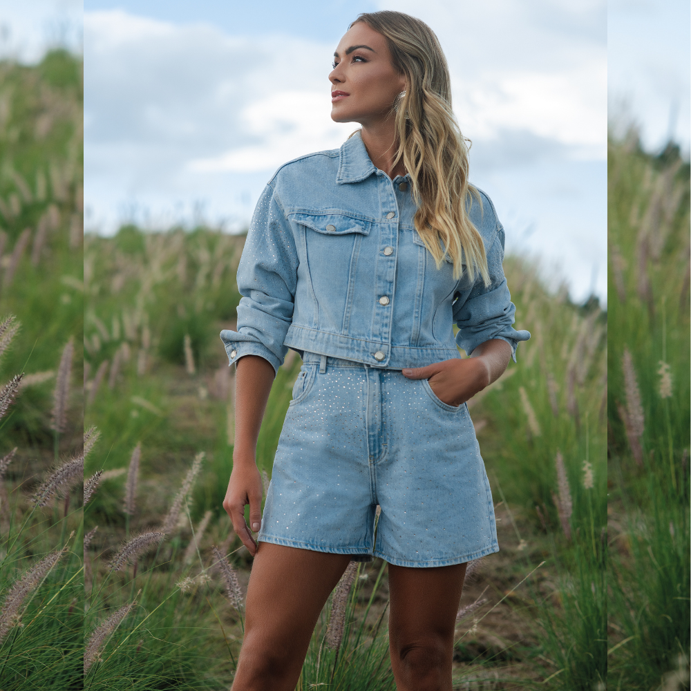 Short jeans trama discount
