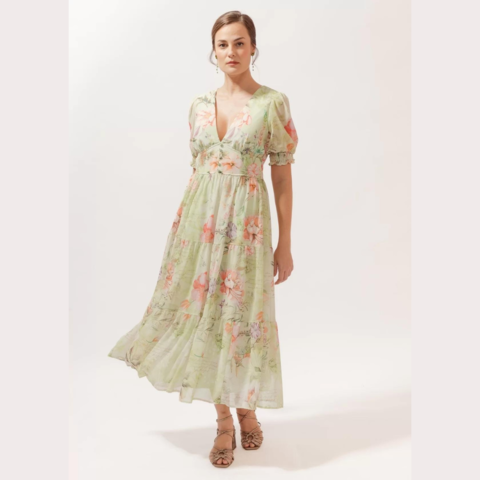 Vestido Midi Cheiro do Mato Verde Claro Antix 082430