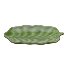 Folha Decorativa De Cerâmica Verde Banana Leaf Grande