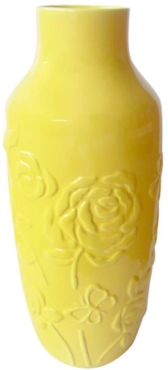 Vaso Texture Rose Flower Amarelo em Cerâmica Urban 30x12 cm