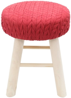 Puff madeira algodão Crochet Round vinho 30x38x30cm Urban - comprar online