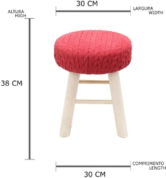 Puff madeira algodão Crochet Round vinho 30x38x30cm Urban - Utilidades, Mesa Posta e Decoração | OREN Utilidades