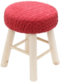 Puff madeira algodão Crochet Round vinho 30x38x30cm Urban - loja online