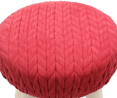 Imagem do Puff madeira algodão Crochet Round vinho 30x38x30cm Urban