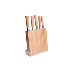 Conjunto com 5 facas e cepo em bambu