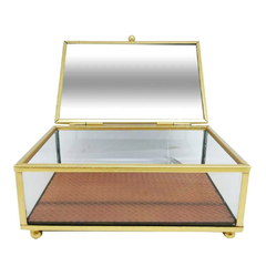 Caixa Porta Joias Dourado em Metal/ Vidro 15x10x6cm Mabruk - comprar online