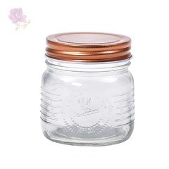 Porta mantimento de vidro tampa de aço inox rosé 250ml - comprar online