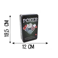 Jogo Poker Lata 100 Fichas Numeradas Dealer Kit Passe Caixa - loja online