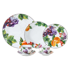 Aparelho Jantar Fruit Wolff 42 Peças Porcelana Branco Frutas - comprar online