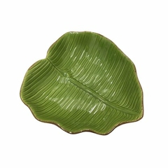 Prato Decorativo de Cerâmica Banana Leaf Verde 16x15,5x4,5cm