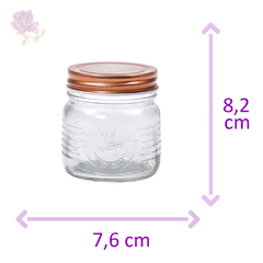 Imagem do Porta mantimento de vidro tampa de aço inox rosé 250ml