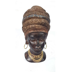 Escultura Busto Enfeite de Resina Africana 12x24 cm
