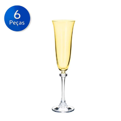 Jogo Taças Champagne 6 Peças 190 ml Alexandra Bohemia Ambar