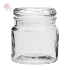 Pote de vidro transparente c tampa de vidro 140ml