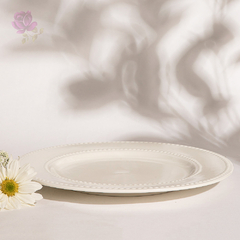 Prato raso porcelana new bone pearl branco 27cm - Utilidades, Mesa Posta e Decoração | OREN Utilidades