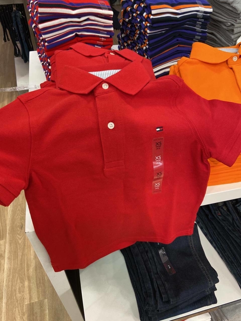 Camisa Polo da Tommy Hilfiger manga longa branca e vermelha - Baby Buys  Brasil