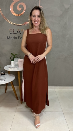 VESTIDO LONGO FAIXA LATERAL - Elaine Moda Feminina